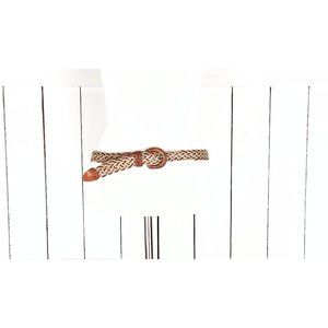 Vintage woven tan jute  leather rope braided belt